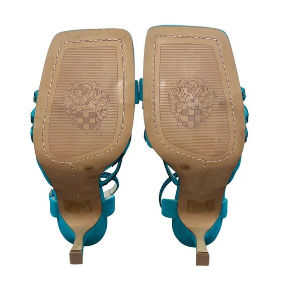 Vince Camuto Women’s Evening Jade Blue Suede Brevern Strappy Heels Sz 10M - New - Picture 9 of 10